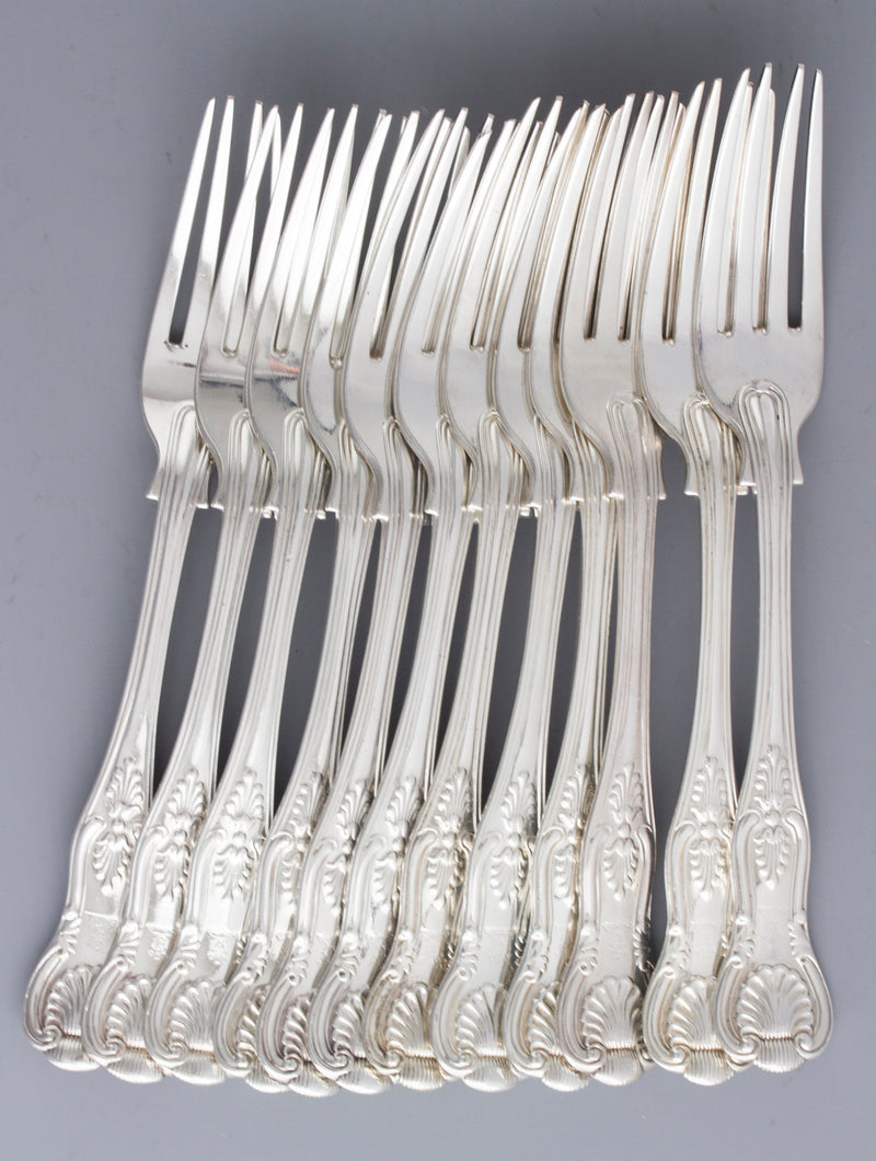 An Early Victorian 12 Place Silver Kings Pattern Canteen by George Adams
