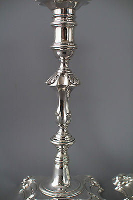 A Superb Pair of George II Cast Silver Candlesticks by John Cafe London 1754