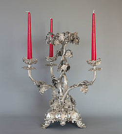A Spectacular Late 19C Silver Plate Table Centrepiece Candelabra