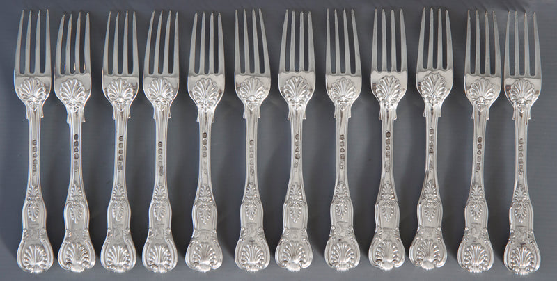 A Set of Twelve Silver King's Pattern Table & Dessert Forks London 1825/39