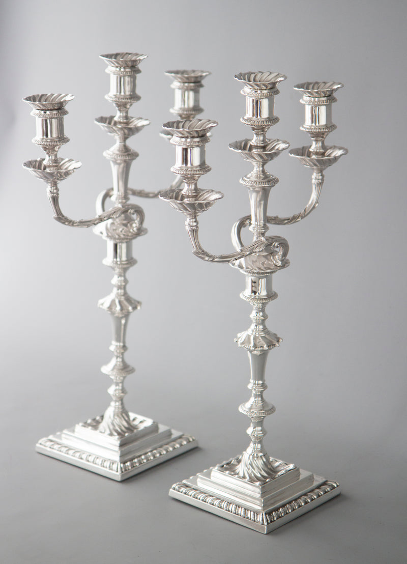 A Superb Pair of Victorian Silver Three Light Candelabra Sheffield 1894 by Hawksworth and Eyre