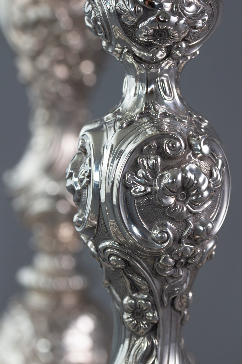 A Superb George IV Silver 3-Light Candelabra and Candlesticks Table Suite