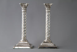 A Very Good Pair of Victorian Silver Candlesticks, London 1887 Martin, Hall & Co