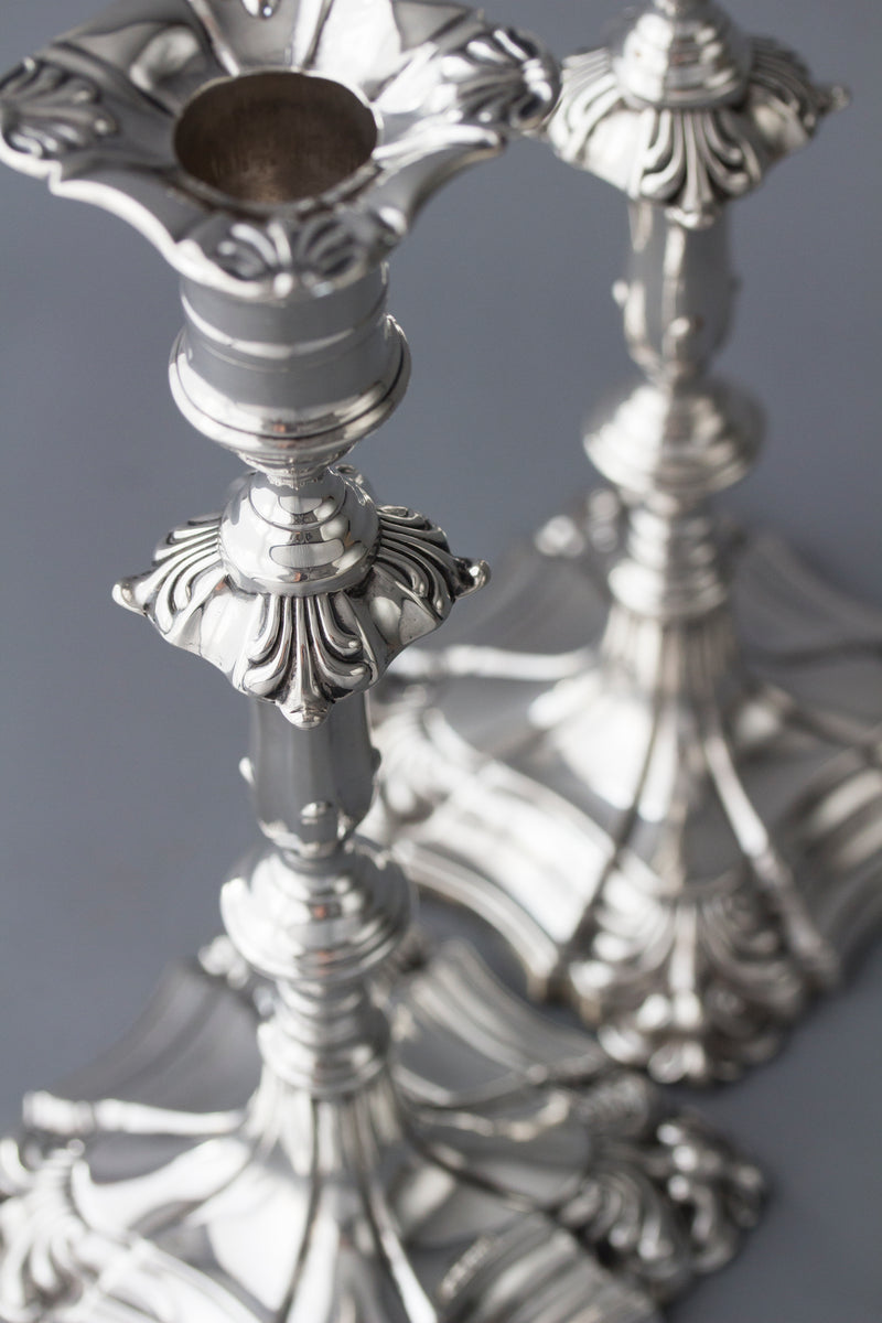 A Good Pair of Silver Candlesticks in Mid18C Style by Thomas A. Scott