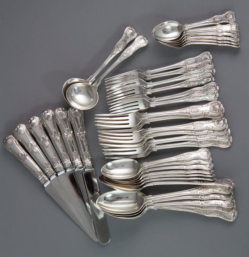 A Very Fine Set of Victorian Silver Kings Pattern Cutlery, Francis Higgins London 1895
