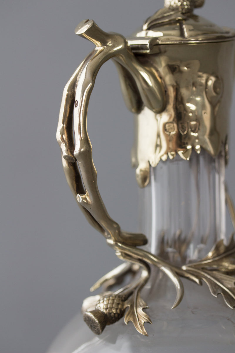 A Victorian Silver Gilt Claret Jug / Wine Decanter, London 1894 by William Thornhill & Co