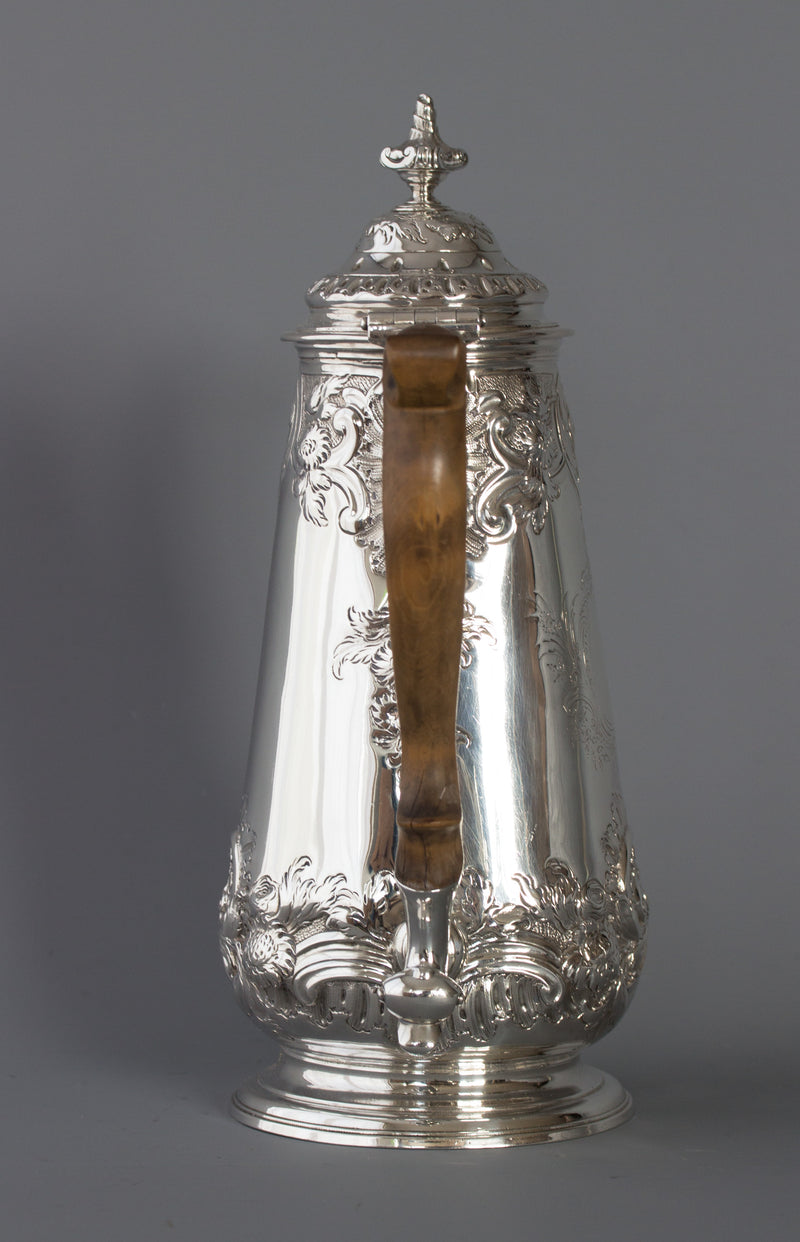 A George II Silver Coffee Pot by Samuel Courtauld, London 1752