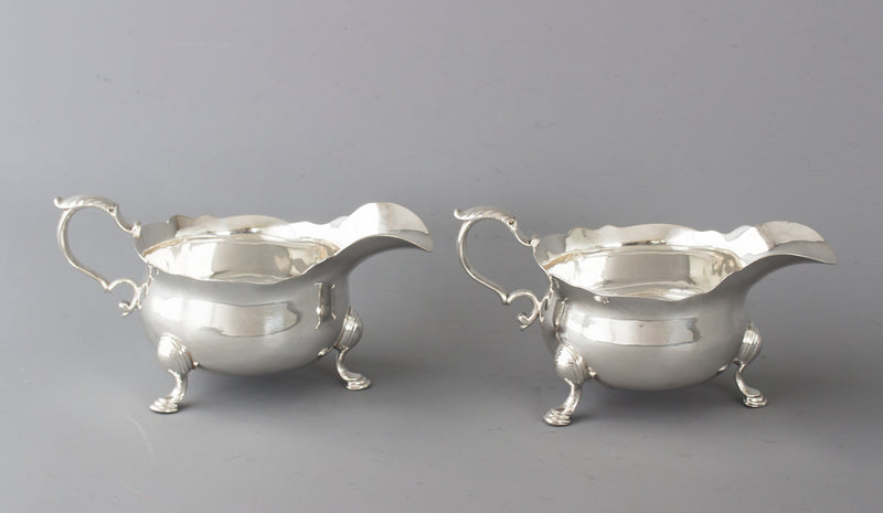 An Excellent Pair of George II Silver Sauce boats, London 1737 by Benjamin West