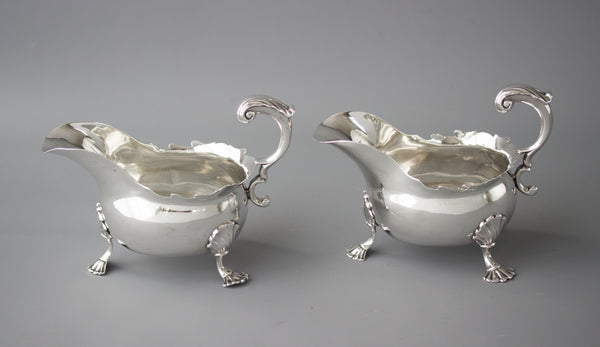 A Very Fine Pair of George II Silver Sauce Boats London 1752 by David Bell and Richard Mills