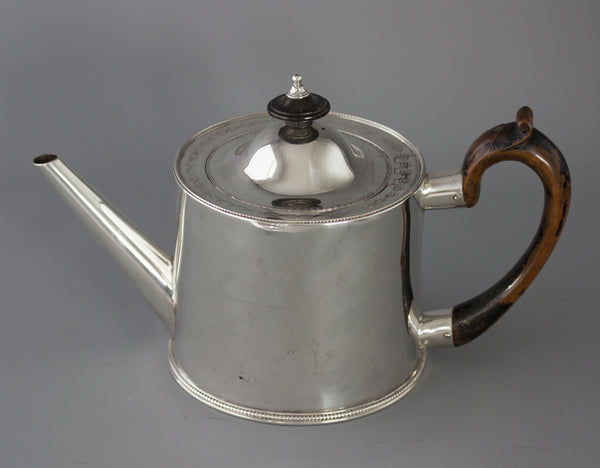 A very fine George III Silver Drum Teapot, London 1776 by Walter Brind