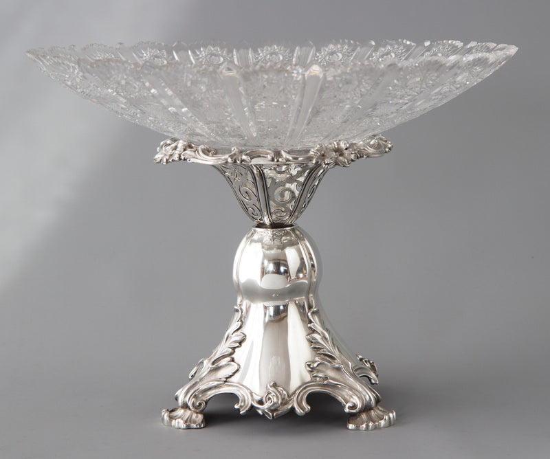 An Early Victorian Silver and Glass Table Centrepiece or Comport Birmingham 1845 by Robinson, Edkins and Aston