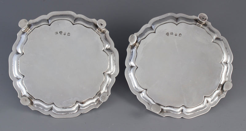A very fine Pair of Huguenot Silver Waiters, London 1742 by Augustin Courtauld
