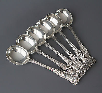 Six Superb Silver Kings Pattern Soup Spoons, Mappin & Webb, Sheffield 1912