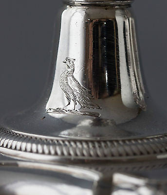 A Superb Pair of George II Cast Silver Candlesticks by John Cafe London 1754