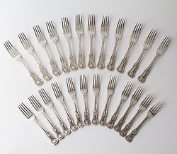 A Very Fine Set of 12 Kings Pattern Silver Table Forks & Dessert Forks by William Eaton, London 1828