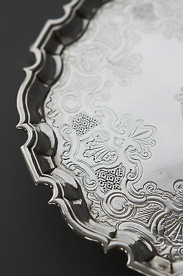 A Very Fine Pair of George II Silver Salvers London 1733 by Denis Langton