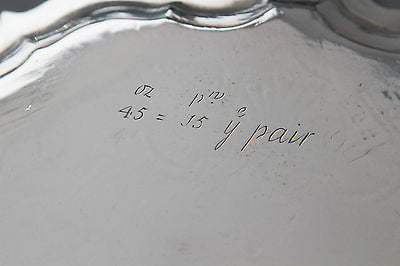A Very Fine Pair of George II Silver Salvers London 1733 by Denis Langton