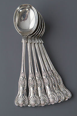 Six Superb Silver Kings Pattern Soup Spoons, Mappin & Webb, Sheffield 1912