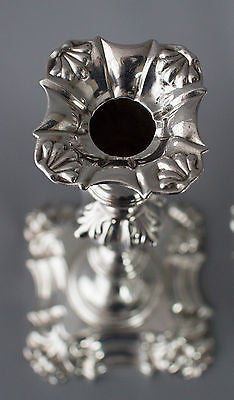 A Superb Pair of George II Cast Silver Candlesticks by John Cafe London 1754