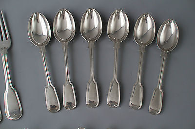 A Good 6 Place Silver Fiddle & Thread Cutlery set by William Eaton London 1839