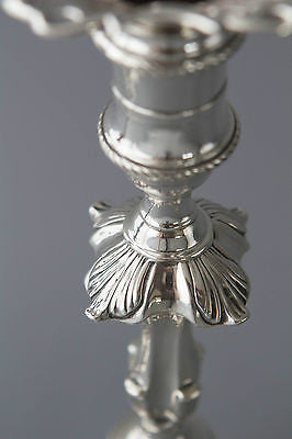 A Superb Pair of Georgian Cast Silver Candlesticks by William Cafe London 1763.