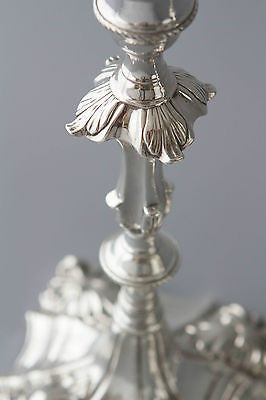 A Superb Pair of Georgian Cast Silver Candlesticks by William Cafe London 1763.