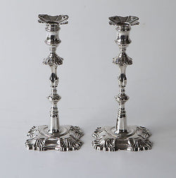 A Superb Pair of George III Cast Silver Candlesticks London 1772, by John Arnell