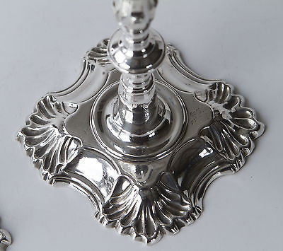 A Superb Pair of George III Cast Silver Candlesticks London 1772, by John Arnell