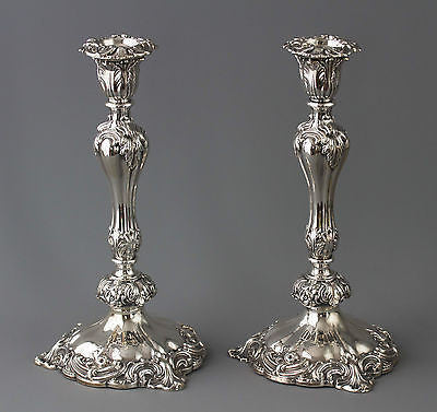 A Very Good Pair of Victorian Silver Candlesticks Sheffield 1847 by T.J. and N.Creswick
