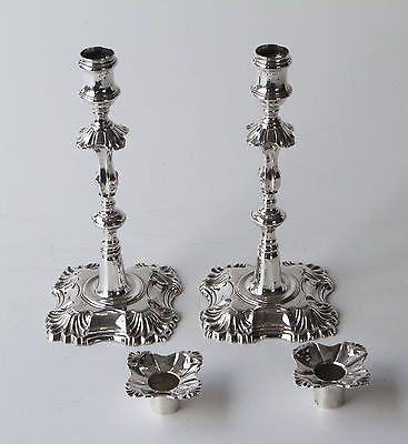 A Superb Pair of George III Cast Silver Candlesticks London 1772, by John Arnell