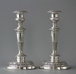 A Very Good Pair of Georgian Silver Table Candlesticks Sheffield 1820 by Smith, Tate, Hoult and Tate