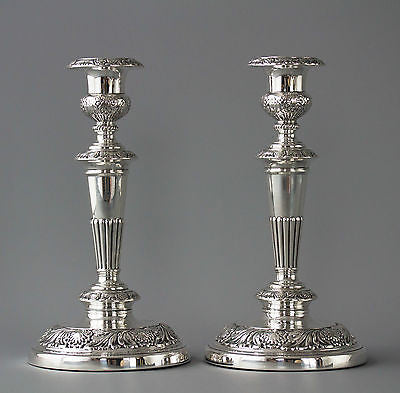 A Very Good Pair of Georgian Silver Table Candlesticks Sheffield 1820 by Smith, Tate, Hoult and Tate