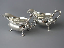 A Beautiful Pair of Heavy George III Silver Sauce Boats, Richard Mills, Lon 1765