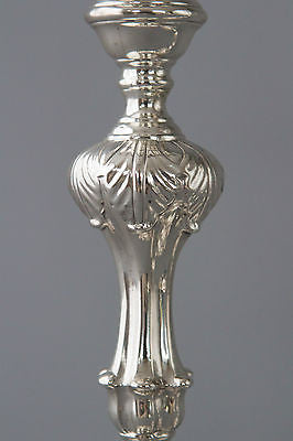 A Superb Pair of Georgian Cast Silver Candlesticks by Ebenezer Coker London 1763