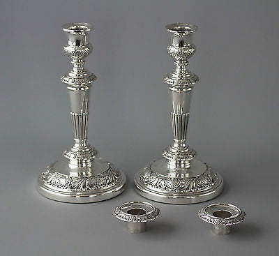 A Very Good Pair of Georgian Silver Table Candlesticks Sheffield 1820 by Smith, Tate, Hoult and Tate