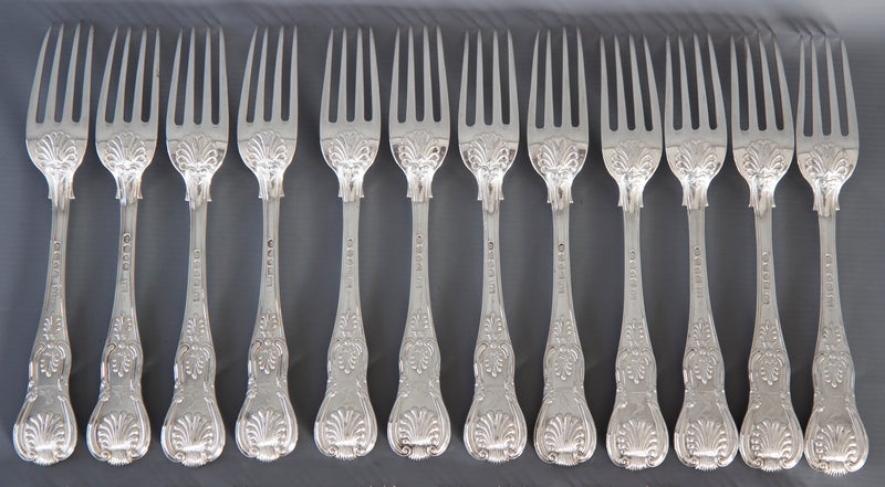 A Set of Twelve Silver King's Pattern Table & Dessert Forks London 1825/39