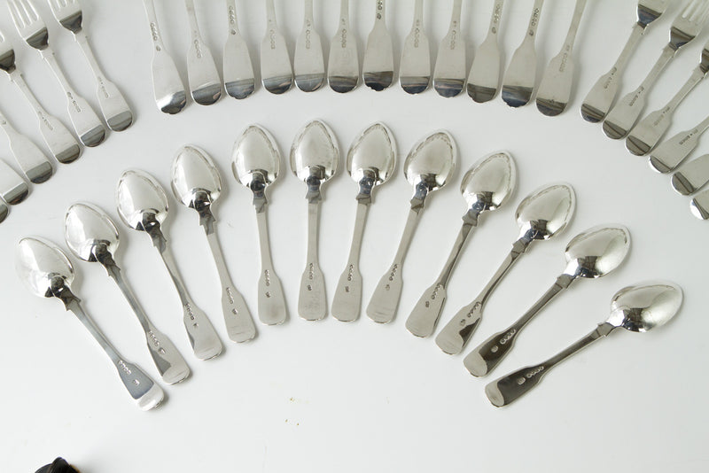 A Very Good Canteen of Victorian Silver Tableware for Twelve London  1858/ 1865 by Charles Boyton