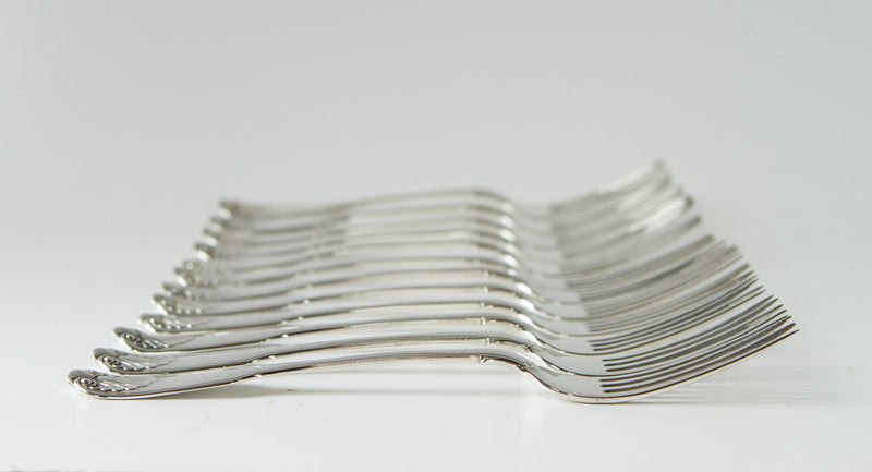 A Very Good Canteen of Victorian Silver Tableware for Twelve London  1858/ 1865 by Charles Boyton