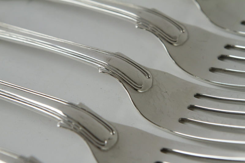 A Very Good Canteen of Victorian Silver Tableware for Twelve London  1858/ 1865 by Charles Boyton