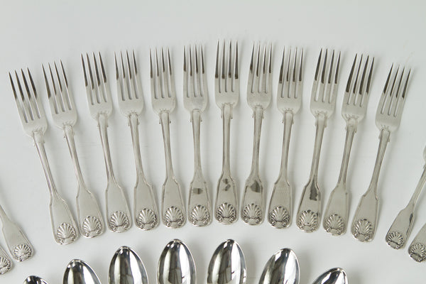 A Very Good Canteen of Victorian Silver Tableware for Twelve London  1858/ 1865 by Charles Boyton