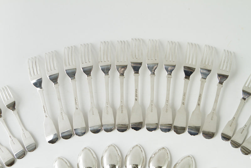 A Very Good Canteen of Victorian Silver Tableware for Twelve London  1858/ 1865 by Charles Boyton