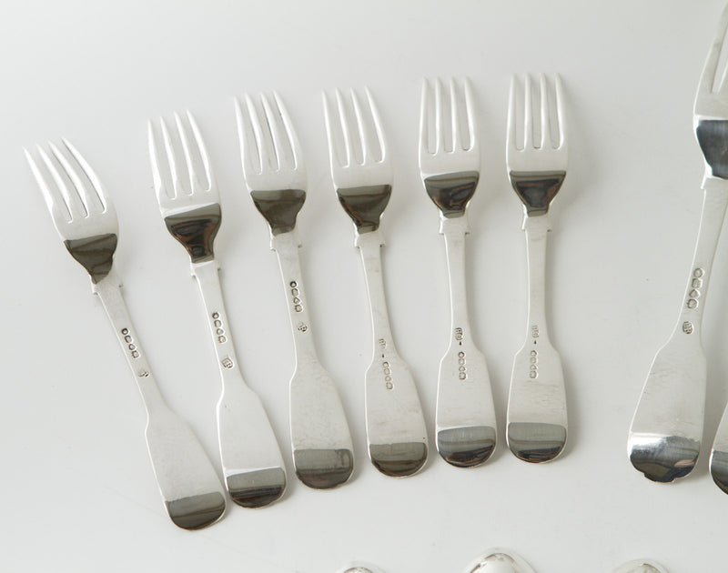 A Very Good Canteen of Victorian Silver Tableware for Twelve London  1858/ 1865 by Charles Boyton