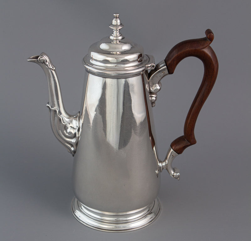 A George II silver coffee pot, London 1735 by Augustin Courtauld