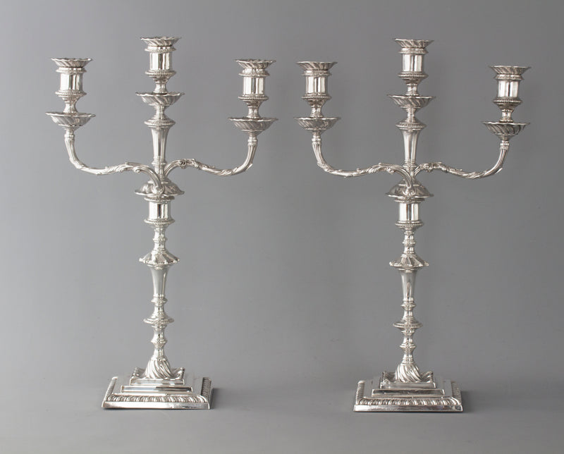 A Superb Pair of Victorian Silver Three Light Candelabra Sheffield 1894 by Hawksworth and Eyre