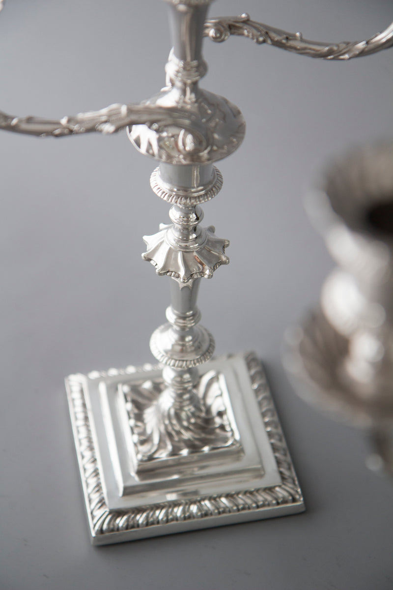 A Superb Pair of Victorian Silver Three Light Candelabra Sheffield 1894 by Hawksworth and Eyre