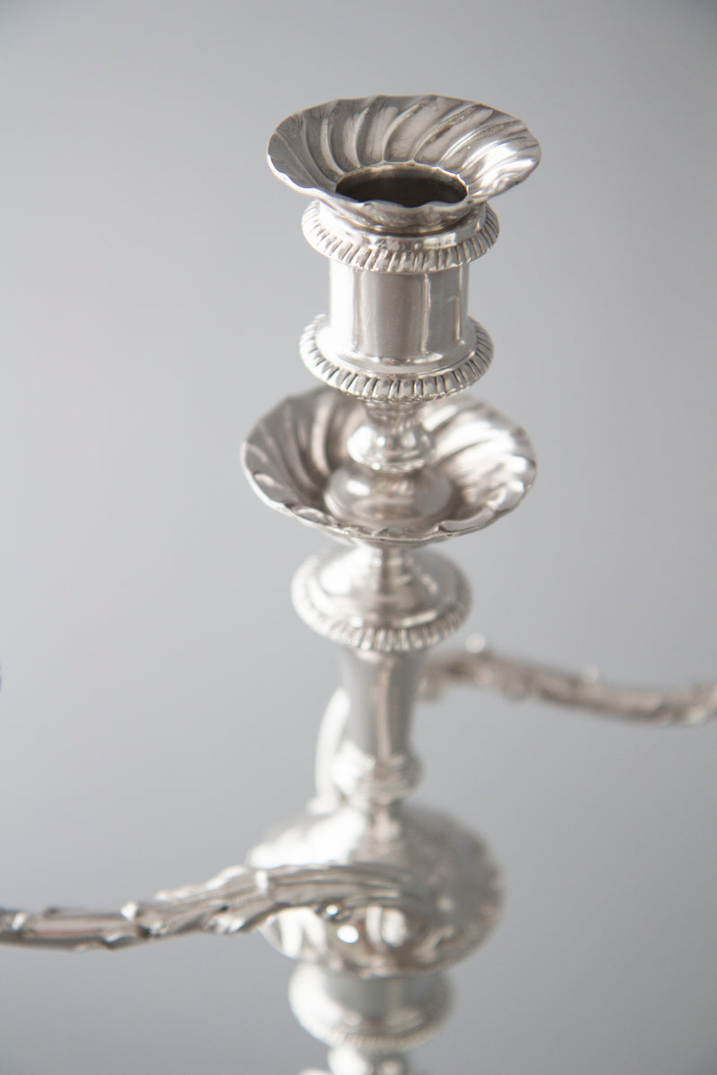 A Superb Pair of Victorian Silver Three Light Candelabra Sheffield 1894 by Hawksworth and Eyre
