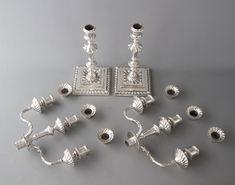 A Superb Pair of Victorian Silver Three Light Candelabra Sheffield 1894 by Hawksworth and Eyre