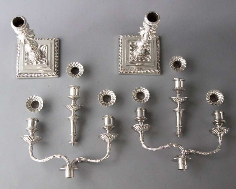 A Superb Pair of Victorian Silver Three Light Candelabra Sheffield 1894 by Hawksworth and Eyre