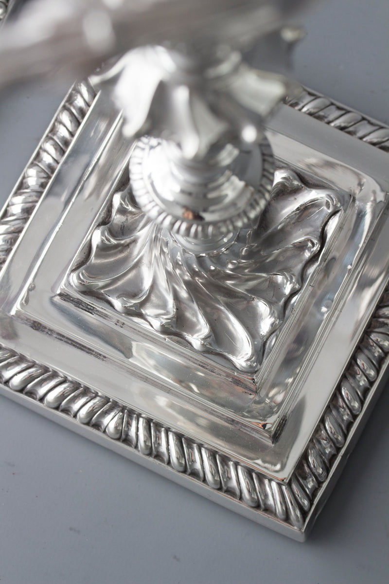 A Superb Pair of Victorian Silver Three Light Candelabra Sheffield 1894 by Hawksworth and Eyre