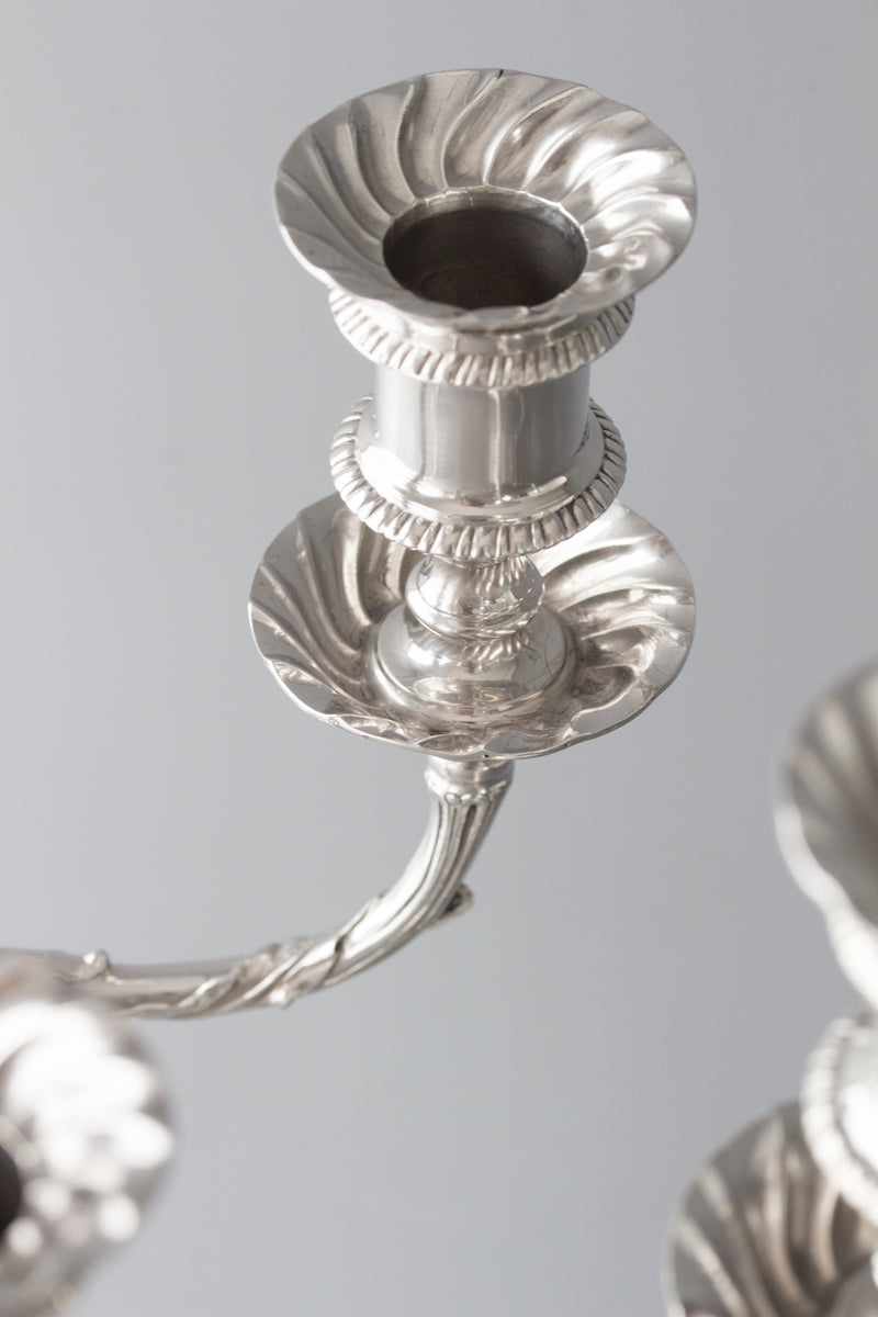 A Superb Pair of Victorian Silver Three Light Candelabra Sheffield 1894 by Hawksworth and Eyre